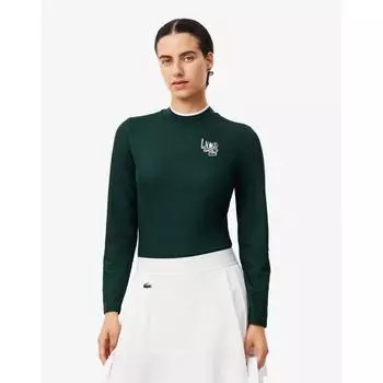 LacoSTe Women S Graphic PoinT Half High Neck Long Sleeve T ShirT Tf2765 54n Yzp 034