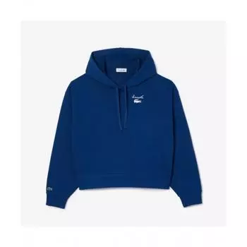 LacoSte Women S Graphic Point Hooded SweatShirt [dark Blue] 034