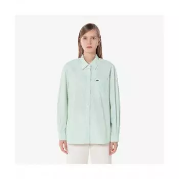 LacoSte Women S Relaxed Fit Striped Shirt [khaki Green] 034