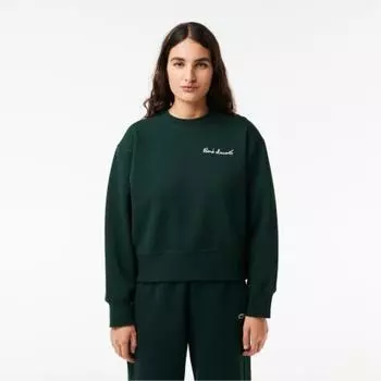 LacoSte Women S Rene LacoSte Overfit Crewneck SweatShirt [deep Green] 034