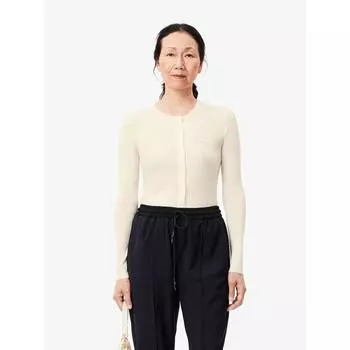 Lacoste Женский облегающий кардиган с круглым вырезом в рубчик AF2560 54N 70V Q2NAF2560 54N70V 034