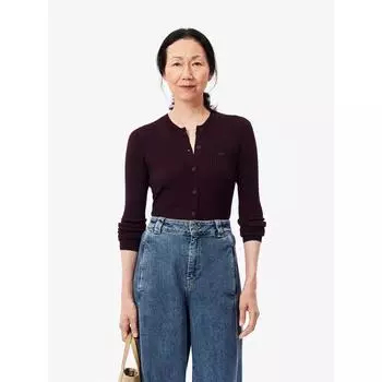 LacoSte Women S Slim Fit Ribbed Crewneck Cardigan Af2560 54n Bzd q2nAf2560 54nBzd 034