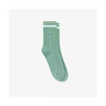 LacoSte Women S Stripe Cable Middle SockS [lime Green] 0TU