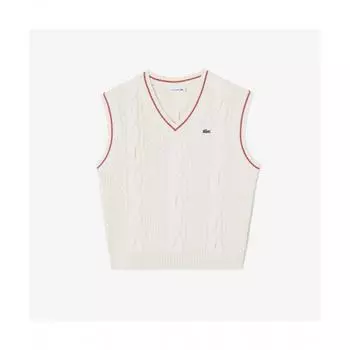 LacoSte Women S Tipping Point Cable veSt [off White] 034