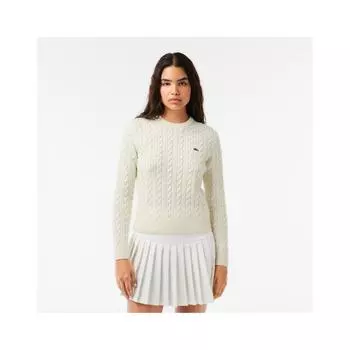 LacoSte Women S Wool Blend Cable Crewneck Sweater Af0633 54n Nyv 034