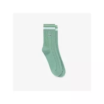 Lacoste Women Stripe Cable Middle Socks Ra936e 55g Ttf q2nRa936e 55gTtf 0TU