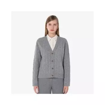 Lacoste Womens Cable V Neck Cardigan Af299e 54n Uwc