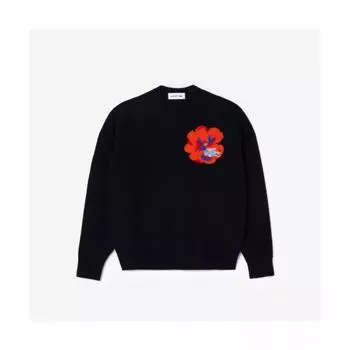 Lacoste Womens Flower Croc Crewneck Sweater [navy] 034
