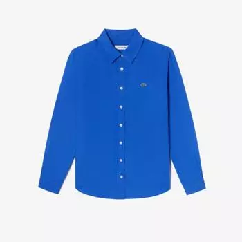 LACOSTE Женская базовая льняная рубашка [Королевский синий]