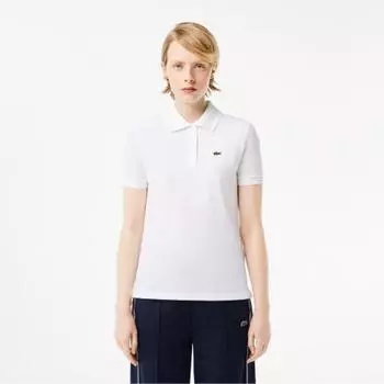 LACOSTE Женская футболка-поло стандартного кроя с 2 пуговицами [белый]