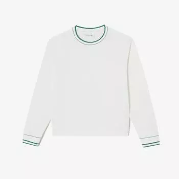 LACOSTE Женская футболка с круглым вырезом и длинными рукавами [Off White]