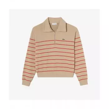 Lacoste Женская футболка с застежкой-молнией на половину длины [красная] 034