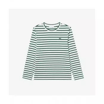 Lacoste Женская футболка в полоску с длинным рукавом [зеленая] 034