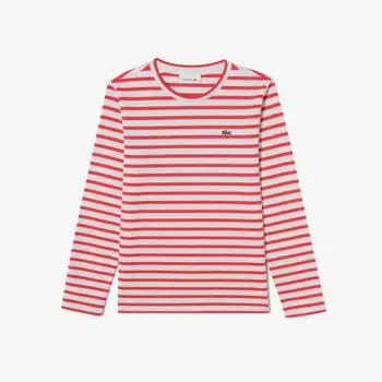 LACOSTE женская полосатая футболка с длинным рукавом [красная] 034