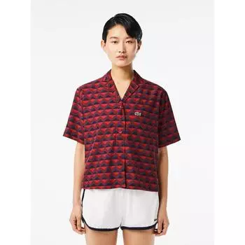 Lacoste Женская рубашка Overfit Summer Pattern с коротким рукавом CF6910 54G IKL Q2NCF6910 54GIKL 034