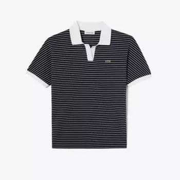 LACOSTE Женская рубашка-поло с открытым воротником «летучая мышь» [Темно-синий] 034