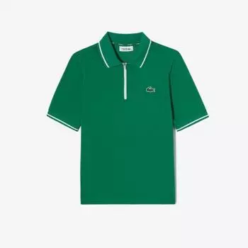 LACOSTE Женская текстурированная футболка-поло с молнией до половины [зеленый]