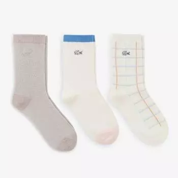 LACOSTE Женские носки тройной комплект [Светло-бежевый]