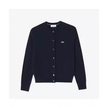 LACOSTE Женский базовый кардиган с круглым вырезом [Темно-синий]