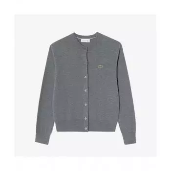 LACOSTE Женский базовый кардиган с круглым вырезом [серый]