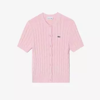 LACOSTE Женский кардиган с короткими рукавами [светло-розовый]