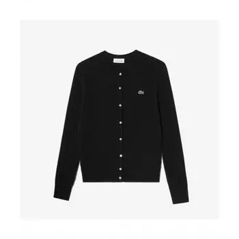 Lacoste Женский кардиган с круглым вырезом и косами [черный]