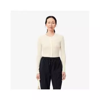 LacoSte женский S облегающий кардиган с круглым вырезом и рубчиком Af2560 54n 70v 034