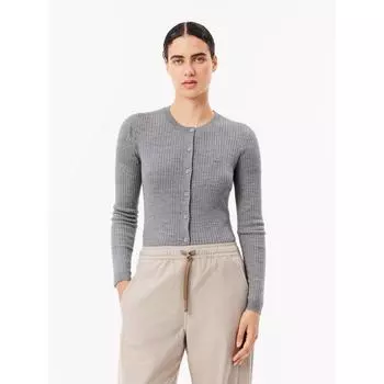 LacoSte женский S облегающий кардиган с круглым вырезом в рубчик Af2560 54n Cca q2nAf2560 54nCca 034