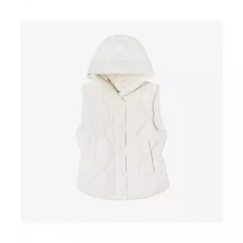 LACOSTE Женский стеганый пуховый жилет с капюшоном [цвет слоновой кости] 034