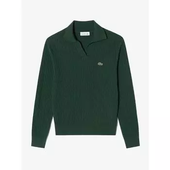 LacoSte Женский свитер с открытым воротником и косами Af197e 54n Yzp q2nAf197e 54nYzp 034
