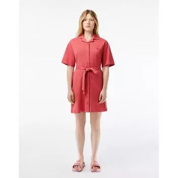 LacoSte Женское платье-рубашка с открытым воротником из льняной смеси Ef7765 54g Zv9 034