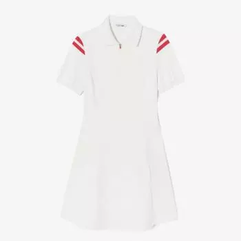 LACOSTE Женское теннисное трикотажное платье Color Point [Off White]