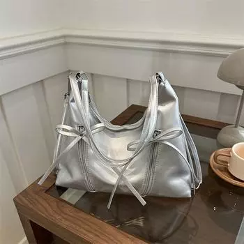 Ladies 2024 new fashion personality simple casual Korean version large capacity tote bag single shoulder beautiful armpit bag белый