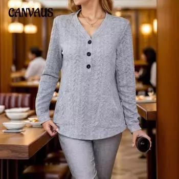 Ladies Autumn and Winter New Long-sleeved Knitted Twist Fashion Solid Colour T-shirt S чёрный