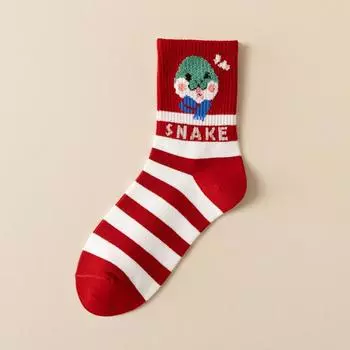 Ladies Autumn Winter New Year Lovely Mid Tube Cotton Socks 1 pair