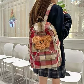 Ladies Backpack Street Trend Simple and Large-capacity Travel Bag красный