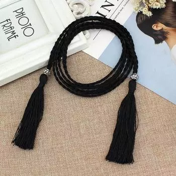 Ladies Belts Fashion National Style Hollow Tassel Tie Strap Waist Chain Women s Waistband Dress Accessories Bohemian Style чёрный