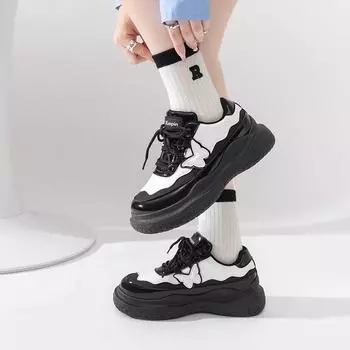 Женские мокасины на толстой подошве в британском стиле и небольшие кожаные туфли 35 белый