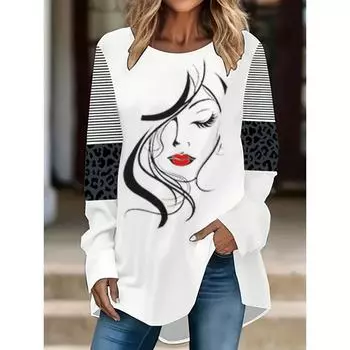 Ladies Casual Long Sleeved T-shirt with Round Neck for Spring, Summer, and Autumn Fashion Tops S