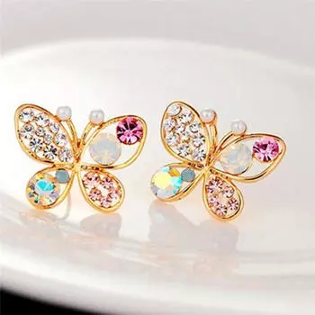 Ladies Chic Lovely Hollow Butterfly Ear Stud Earrings Gift