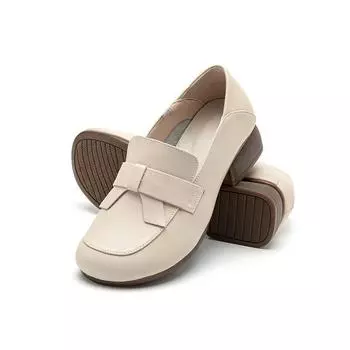 ladies chunky heeled shoes 2025 genuine leather loafers woman ballerina shoes female slip-on dress moccasins 35