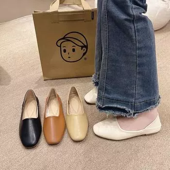 Женские балетки Новые балетки Мягкие кожаные мокасины Слипоны Ретро Бабушкины Туфли Весна Лето Мокасины Женские Мюли Тапочки 35 белый