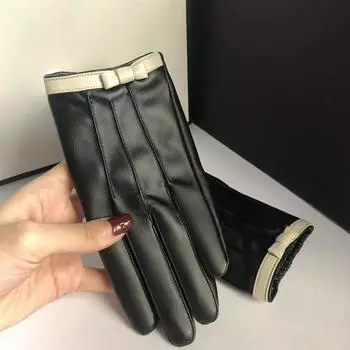 Ladies Fleece Thickened Warm Cute and Fashionable Korean Style Elegant Bow Driving Touch Screen Gloves for Autumn and Winter one size fits all