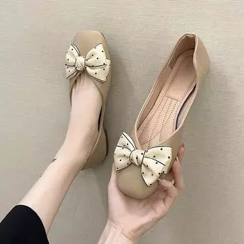 Ladies Footwear Square Toe Slip-on with Bow Women s Flat Shoes Popular Summer 2025 Cheap Clearance High Quality Fashion Y2k Sale 35