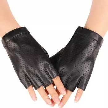 Ladies Half Finger PU Street Dance Gloves Nightclub Pole Dance Dance Punk Hip Hop Performance Stage Dance Gloves One Size