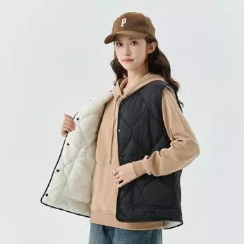 Ladies Keep Warm, Increase Thickening and Velvet, Wear Waistcoat Inside, Women s Lamb Wool Buttons, Casual Outer Wear Cotton Waistcoat XXXXXL