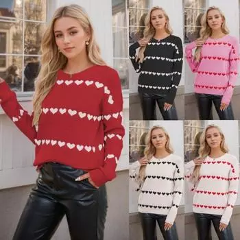 Ladies Love вязаный свитер с капюшоном, большой свободный свитер S розы красного