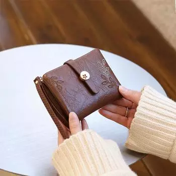 Ladies Mini Key Bag Girls Change Multi Slot Folding Wallet чёрный