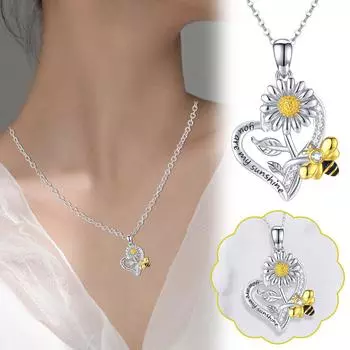 Женское ожерелье с пчелиным сердцем, элегантная нежная подвеска, цепочка на ключицу One Size жёлтый