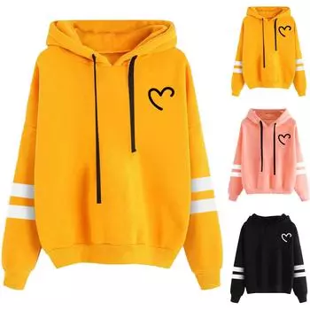 Ladies Pattern Printed Long sleeved Hooded Pullover Women Casual Pullover Sweater Autumn Winter XXXL серый